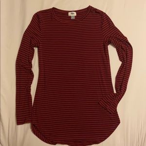 Long sleeve , dark red w/ black pinstripes